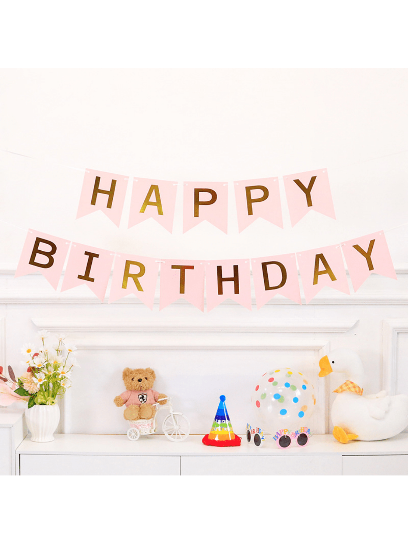 Hot Gold Fish Tail Happy Birthday Flag Pulling Gold Sparkling Fun