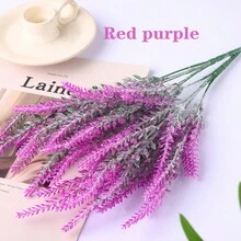 1支人工薰衣草塑料花枝,紅紫色,長36cm,適用於家居、辦公室、婚禮、室外裝飾,不帶花瓶 - 中紫紅色 - 查看 2