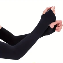 1 Cặp Găng Tay Chống Nắng Chống Tia UV Làm Mát Mùa Hè Nén Ngón Tay Băng Lụa Cho Nam Và Nữ, Tay Áo Lái Xe Thể Thao Ngoài Trời Tay Áo Che Cánh Tay Bảo Vệ Cánh Tay Vỏ Bọc Tay Áo Quấn Tay Tay Áo Bảo Vệ Tay Áo Tay Áo Găng Tay Găng Tay Giữ Ấm Tay Áo Chống Nắng Tay Che Tay Nhún Tay Chống Nắng Găng Tay Chống Nắng Bolero Găng Tay Chống Tia UV Áo Sơ Mi Phụ Kiện Trang Phục - màu đen - Xem 5