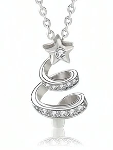 Star Shaped Christmas Tree Pendant Necklace - Christmas Tree - View 3