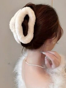 1入女孩髮飾12cm鱷魚夾,多功能且時尚,適合日常穿著 - 白色 - 查看 4