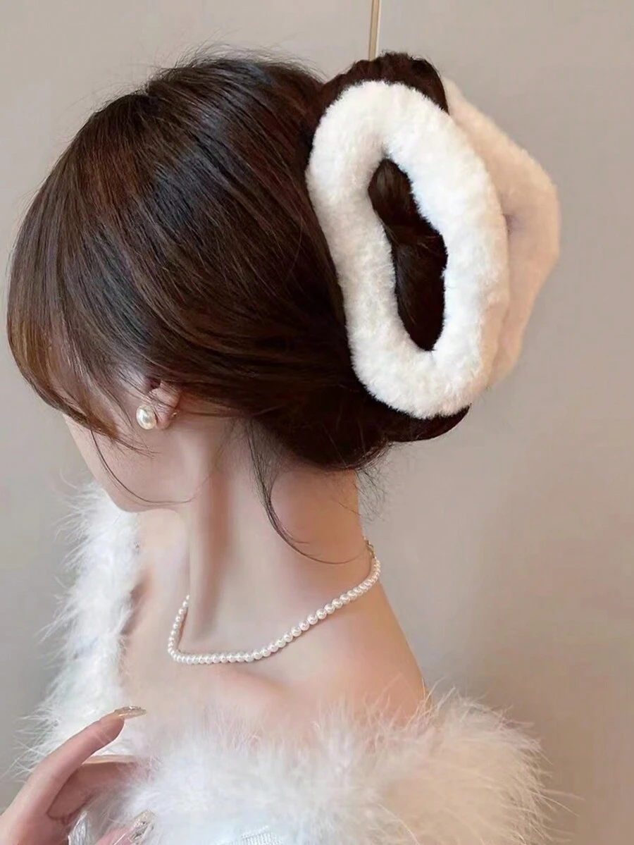 1入女孩髮飾12cm鱷魚夾,多功能且時尚,適合日常穿著 - 白色 - 查看 1