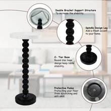 COZAYH Mesas Pedestal - En blanco y negro - Ver 3