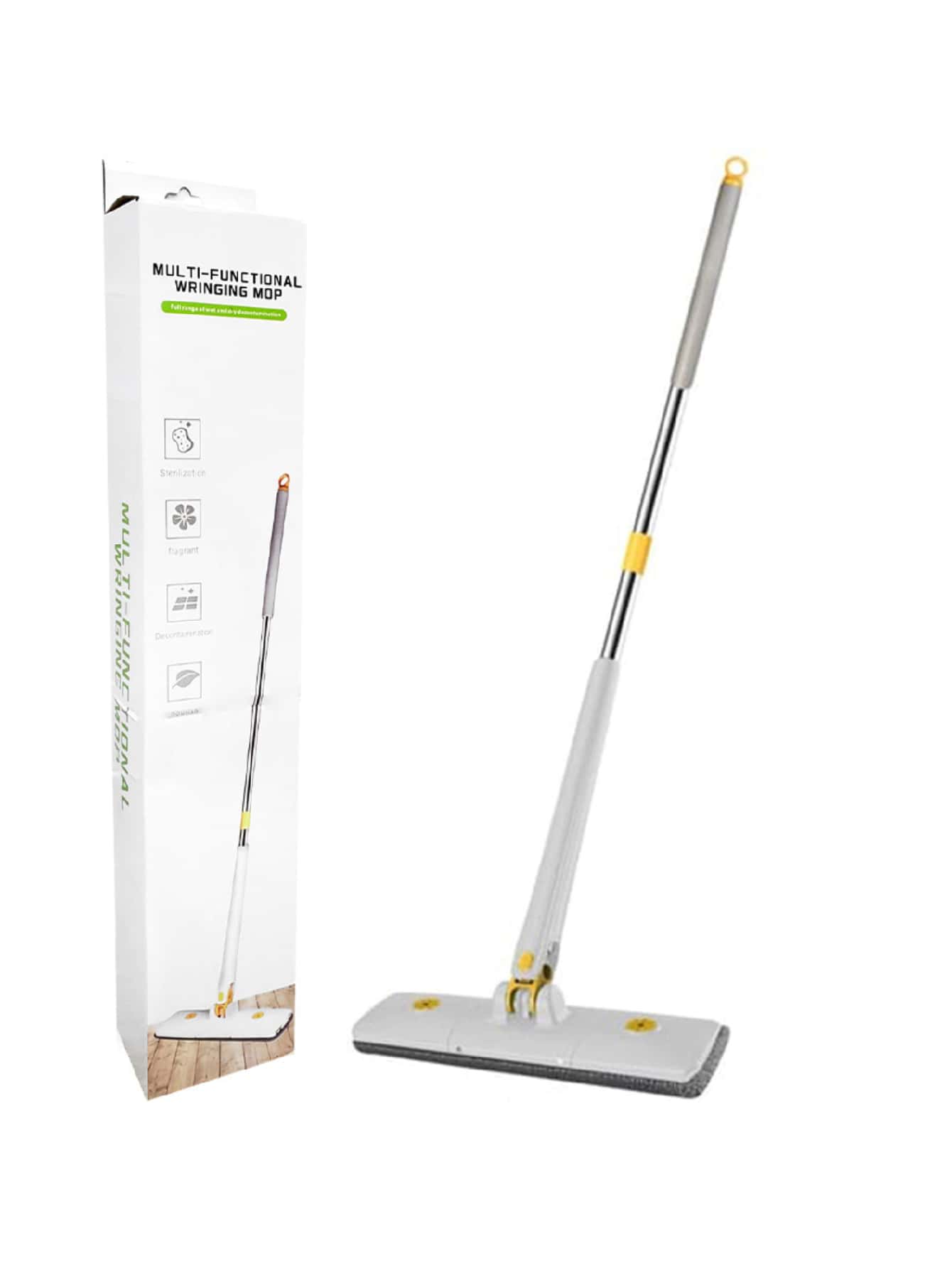 Mopa plana de microfibra tipo trapeador para limpiar el piso, - Beis - Ver 1