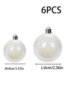 6入組聖誕樹裝飾用寵物透明球形裝飾,蛋糕裝飾,掛件,展示裝飾 - 白色 - 查看 4