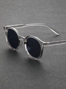 1 件装男士塑料圆形时尚太阳镜运动旅行日常学校服装配饰休闲太阳镜沙滩配饰太阳镜夏季海滩度假、户外、旅行太阳镜