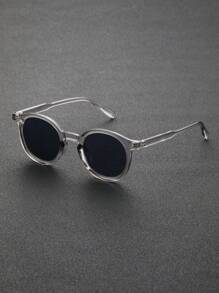 1 件装男士塑料圆形时尚太阳镜运动旅行日常学校服装配饰休闲太阳镜沙滩配饰太阳镜夏季海滩度假、户外、旅行太阳镜