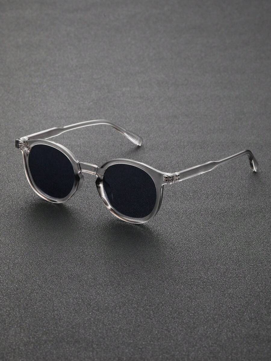 1 件装男士塑料圆形时尚太阳镜运动旅行日常学校服装配饰休闲太阳镜沙滩配饰太阳镜夏季海滩度假、户外、旅行太阳镜