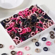 100pcs 0.8-Inch Diameter, Elastic, Non-Damaging Hair Ties For Girls, Suitable For Daily Use - 彩色 - 查看 2