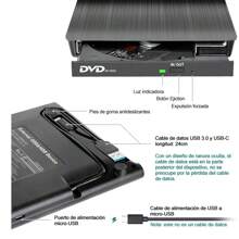 Unidad De Dvd Externa, Usb 3.0 Dvd+/cd/-rw Quemador Lector - Negro - Ver 3