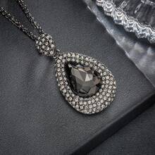 1入槍黑鍍水滴吊墜項鍊