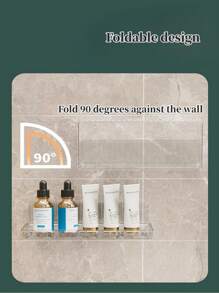 1pc Foldable Bathroom Storage Rack Wall-mounted Organizer For Toilet Washstand Without Drilling - Clear - View 7