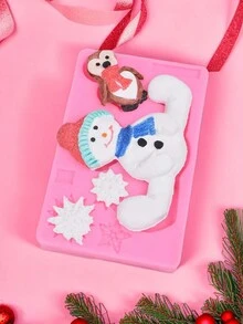 1入組雪人、雪花和企鵝造型巧克力模具,適用於布丁、肥皂、果凍、蛋糕、杯子蛋糕裝飾、聖誕節派對裝飾和軟糖製作