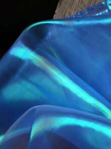 1pc Gradient Two-Color Mesh Fabric, Laser Texture See-Through Fabric Long Skirt Shawl Creative Handmade Fabric - Multicolor - View 4