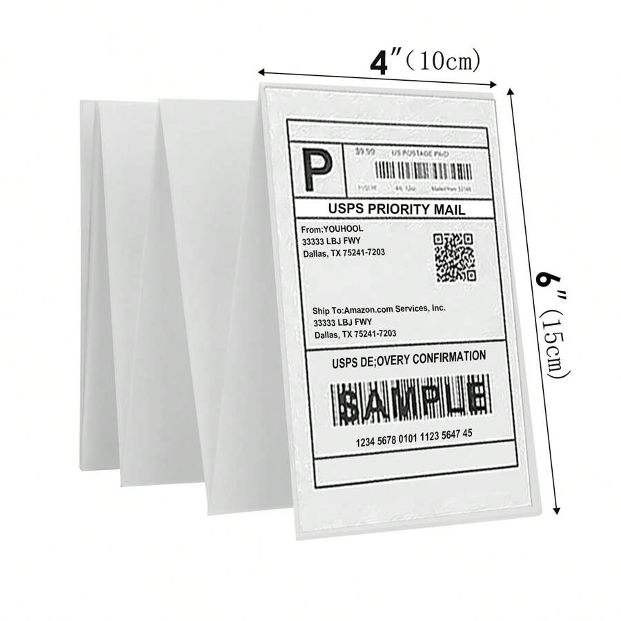 Shipping Labels 200 White Sticky Postage Parcel Labels 102mmX152mm 4"X6 "Blank self adhesive Sticker Printable Labels Fanfold for Inkjet Printer Laser Printer - White - View 1