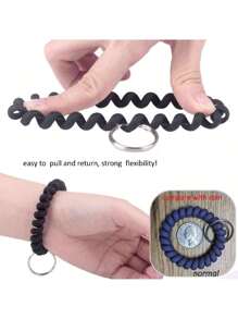 5pcs/keychain Plastic Spring Spiral Wristband For Keys And Hand Strap For Mobile Phones - Apricot - View 4