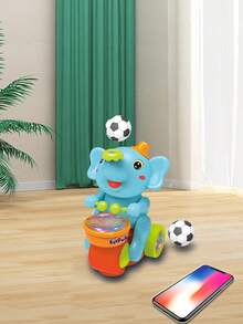 1pc Electric 360 Degree Rotating Floating Spray Ball Elephant Toy With Cool Music, Light And Drumming Effects, Some Parts Sent Randomly,Back To School - Cadet Blue - View 8