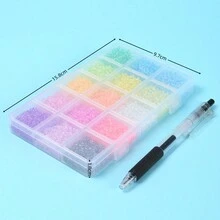 15 格 3 毫米發光奶油色和虹彩種子珠 Diy 材質適用於手鍊、項鍊、珠寶製作、女式 - 彩色 - 查看 4