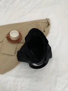 女性時尚大容量多袋肩托包,33x9x27公分,可放置筆記型電腦,簡約風格適用於休閒和度假