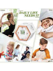 Hexagon Flip Timer Learning Timer Self-discipline Reminder Countdown Time Management Kitchen Timer - White - View 9