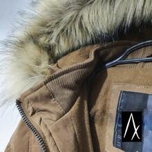 Men's Plush Jacket Coat Long Rain Jacket Cold Rain Coat Cold Winter Detachable Hat - Mocha Brown - View 5