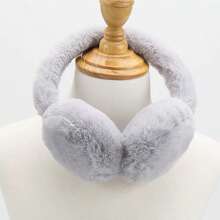 1pc Unisex Multi-Color Winter Ear Muffs, Warm & Cute Student Ear Warmers, Adjustable Fluffy Ear Covers For Winter Cold Protection - White - View 4