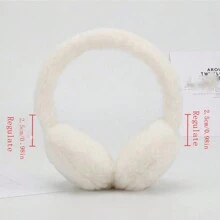 1pc Unisex Multi-Color Winter Ear Muffs, Warm & Cute Student Ear Warmers, Adjustable Fluffy Ear Covers For Winter Cold Protection - White - View 8