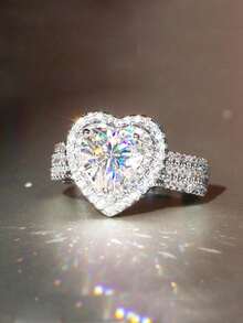 奢華心形婚禮訂婚戒指首飾類精美首飾配件適用於節假日