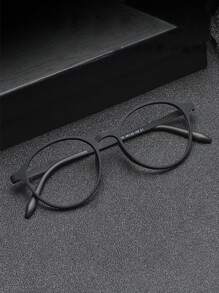 一副超轻橡胶钛复古时尚小框圆框无度数眼镜透明眼镜配件 - 黑色 - 查看 1