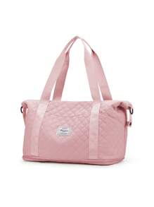 旅行包適合女士,可擴展大容量防水行李袋健身房托特包,衍縫托特包週末攜帶過夜包適合女士帶手推車袖濕口袋,輕便單肩包旅行行李袋包醫院包 - 粉色 - 查看 4