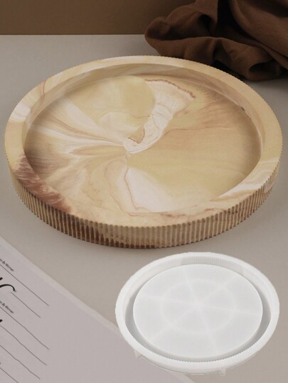 Round Stripe Storage Tray Cement Mold Terrazzo Concrete Flower Pot Base Silicone Molds Candle Candlestick Storage Tray Epoxy Resin Mold
