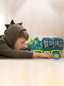 ELE-GATE Coche de juguete vehículo para niños transportador con decoración de habitación de dinosaurio - Verde militar - Ver 3