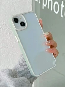 1 pieza Funda de teléfono de colores duales Macaron de inyección moldeada para teléfonos básicos de Apple - Verde Oliva - Ver 5