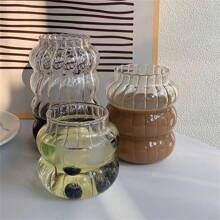 13.7oz/21.1oz/25.3oz Caterpillar Patterned Heat-Resistant Glass Cup, Made Of High Borosilicate Material, Heatproof, Insulated, Apartments Essential, Cafe Glass Cup, Coffee Mug, Coffee Bar Accessories, Glass Cup (Without Lid And Straw)