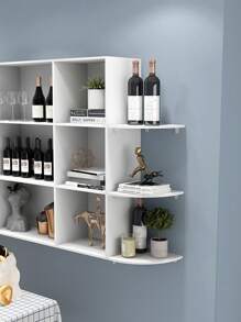 3 Piezas Estante De Almacenamiento De Esquina De Pared De Partición De Sala De Estar Sin Agujeros, Sin Forma De Abanico, De Esquina Triangular, Para Baño, Dormitorio - Blanco - Ver 5