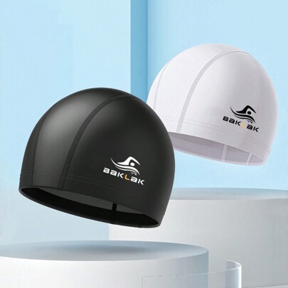 قبعة سباحة مقاس كبار مضادة للانزلاق ومقاومة للماء مع جيب للشعر للرجال والنساء، ناعمة وراحة وخفيفة الوزن، مناسبة للسباحة الداخلية والخارجية، مصنوعة من مادة البولي يوريثان، باللونين الأسود والأبيض، ضروريات الشاطئ، اكسسوارات الشاطئ، طفو المسبح