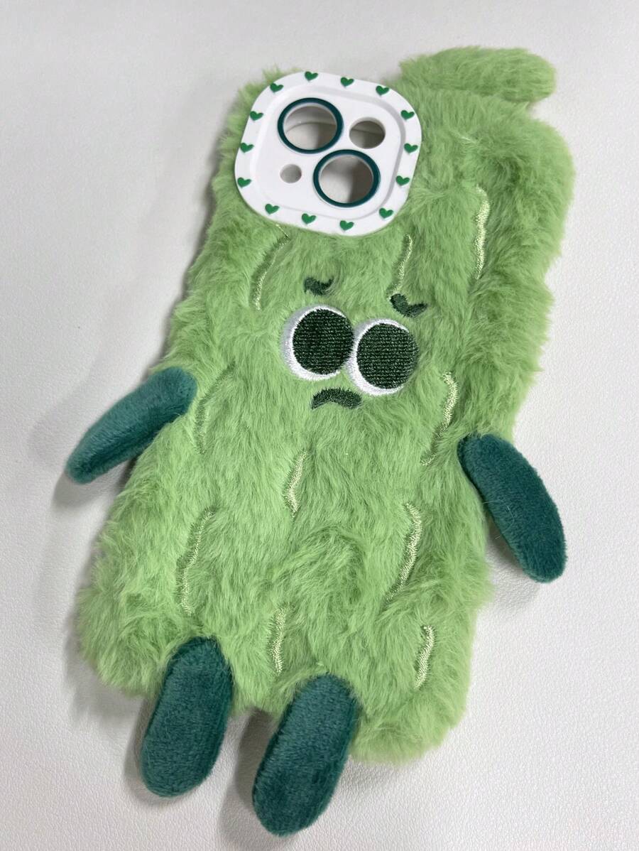 Fun And Cute Plush Bitter Melon Phone Case Compatible With IPhone - Green - View 1