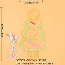 1入聖誕樹牆面led霓虹燈牌,適用於聖誕新年派對、商店、酒吧等裝飾禮品 5v Usb供電 - 彩色 - 查看 2