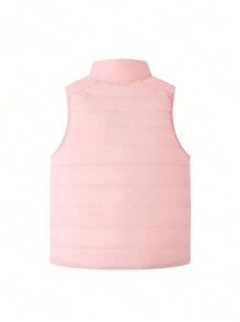 Annil Tween Girl Standing Collar Down Warm Vest Blue - Pink - View 3