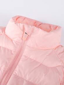 Annil Tween Girl Standing Collar Down Warm Vest Blue - Pink - View 4