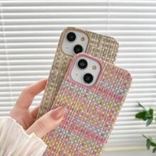 時尚織物質地手機殼,適用於iphone 15 14 13 12 11 Pro Max,防震堅固的pc背蓋 - 黑色 - 查看 8