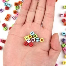 Colorful Acrylic Bead With Black Alphabet Letter - random - View 2