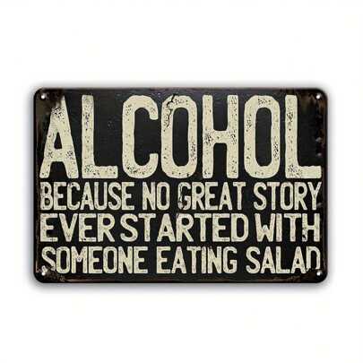 1 pezzo, Cartello Vintage in Metallo, Cartello in Metallo ALCOHOL, Targa Bar Vintage in Metallo, Decorazione da Parete vintage per Bar, Club, Pub, Man Cave, cartellone da Parete per Bar, 8x12 pollici