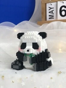 504 件卡通创新微粒熊猫积木套装，适合青少年和成人，适合智力教育 DIY 礼物/圣诞节，1 件房间装饰,Lepin,熊猫积木,成人积木,熊猫,积木,熊猫毛绒 - 黑與白 - 查看 2