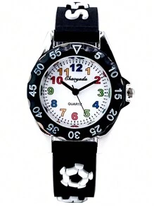 Cute Black Fire Truck & Firefighter 3D Cartoon Quartz Watch, Gift For Boys