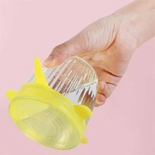 6 Piezas Tapas Herméticas Redondas de Silicón Transparente Reutilizables y Expandibles son de Distintos Tamaños - Multicolor - Ver 3