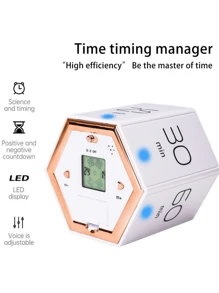 Hexagon Flip Timer Learning Timer Self-discipline Reminder Countdown Time Management Kitchen Timer - White - View 1