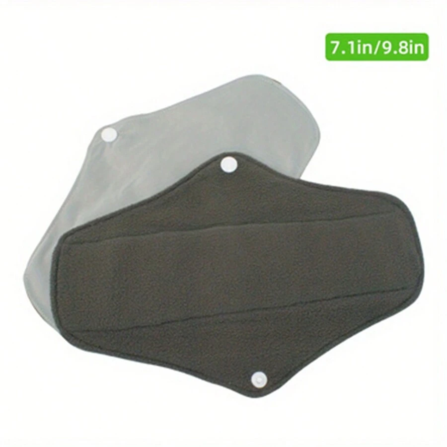 2 件装可洗竹炭卫生巾 夜用长效可重复使用卫生巾 柔软轻便膀胱支撑失禁垫 常规流量垫 灰色