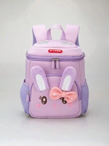 Cartoon Cute Rabbit Design Girls' Pink Backpack For Kindergarten Or Preschool - Purple - View 8