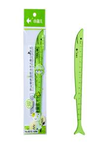 Regla flexible con forma de dibujo animado de 15 cm, reglas - Verde - Ver 1